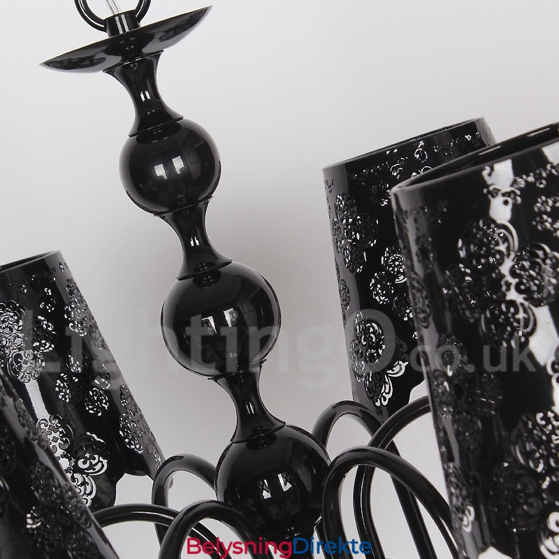 6 Lys Moderne, Samtidskunstnerisk Hul, Svart Lysekrone I Stearinlysstil
