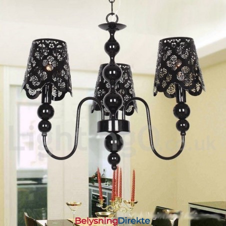 3-Lys Moderne, Samtidskunstnerisk Hul, Svart Lysekrone I Stearinlysstil