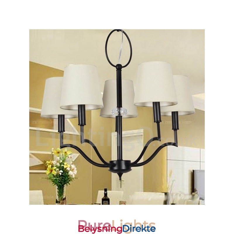 5-Lys Moderne Samtidslysekrone I Stearinlysstil