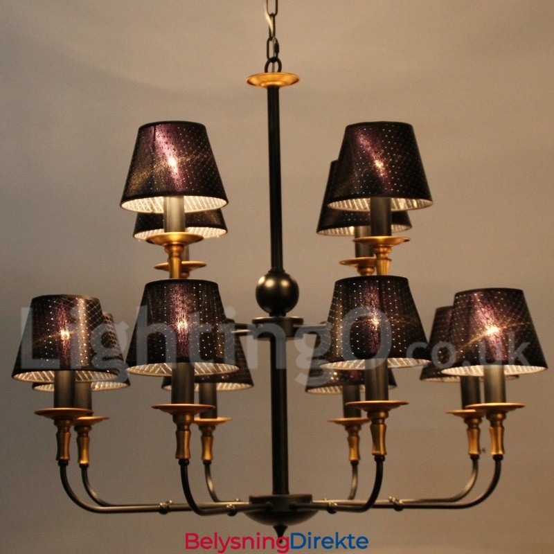 12-Lyss Retro Rustikk Lysekrone I To Etasjer Med Stearinlys