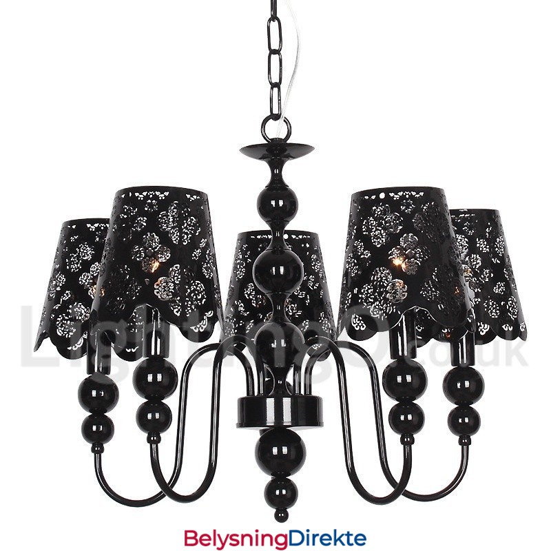 5-Lys Moderne, Samtidskunstnerisk Hul, Svart Lysekrone I Stearinlysstil