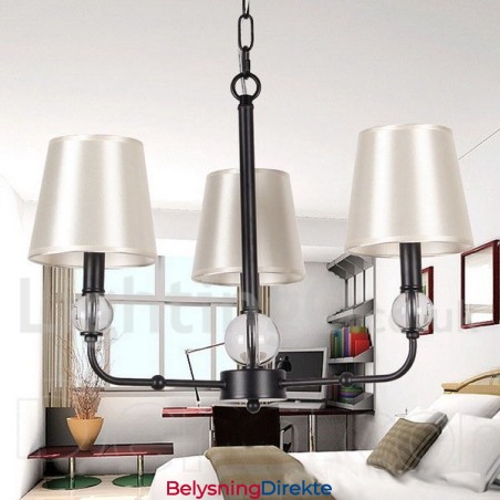 Retro, Svart, Moderne Lysekrone Med 3 Lys
