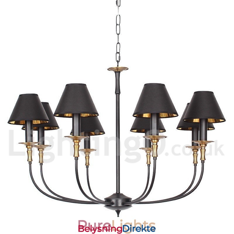 8-Lys Retro Svart Moderne Lysekrone I Stearinlysstil