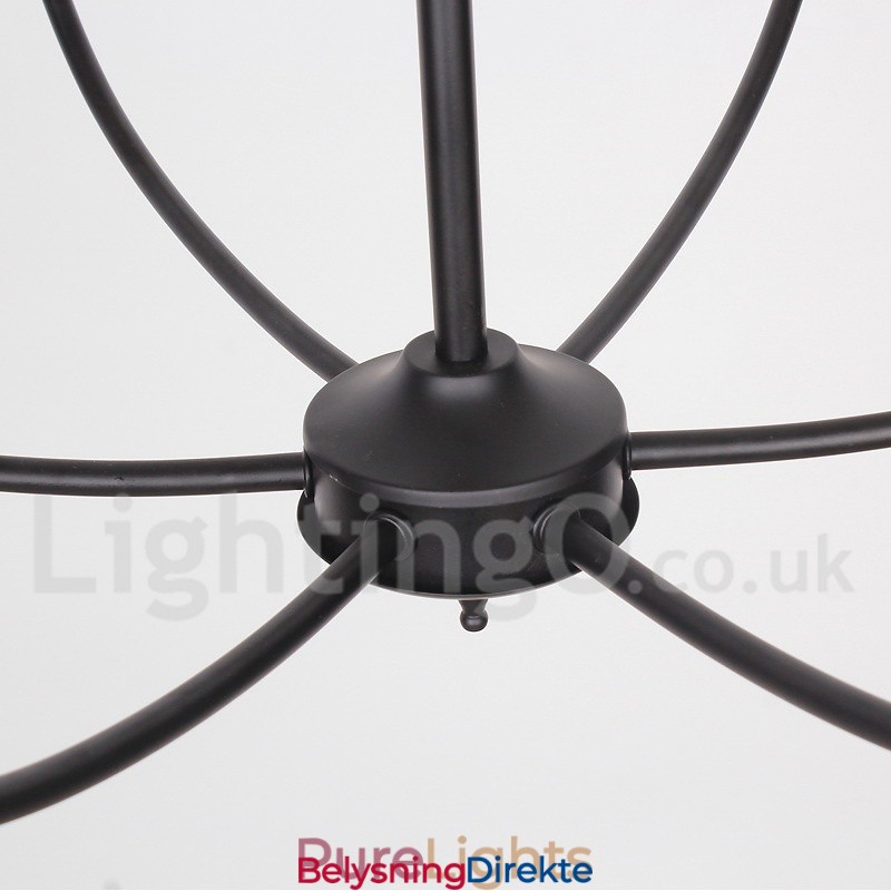 8-Lys Retro Svart Moderne Lysekrone I Stearinlysstil