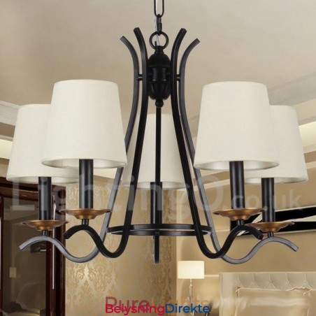 5-Lyss Svart Retro Moderne Lysekrone I Stearinlysstil