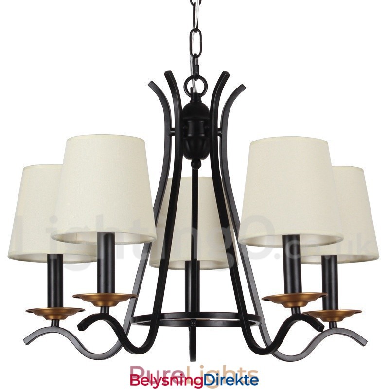 5-Lyss Svart Retro Moderne Lysekrone I Stearinlysstil