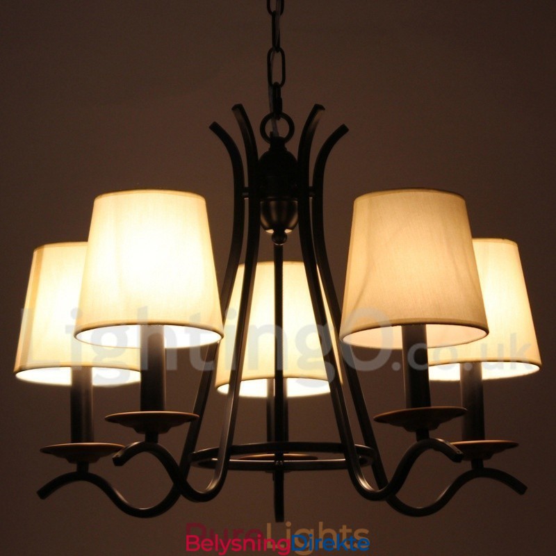 5-Lyss Svart Retro Moderne Lysekrone I Stearinlysstil