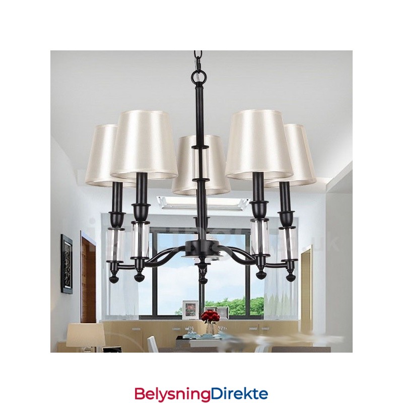 Stor Lysekrone Med 5 Lys, Svart, 2-Etasjers, Retro, Moderne Lysekrone I Stearinlysstil