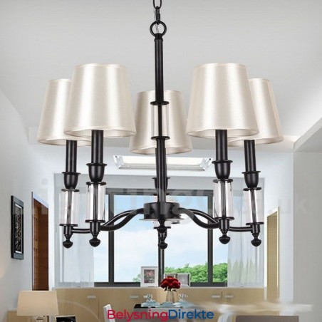 Stor Lysekrone Med 5 Lys, Svart, 2-Etasjers, Retro, Moderne Lysekrone I Stearinlysstil