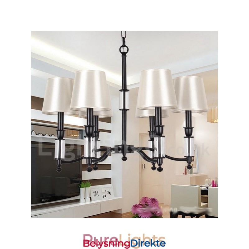 6 Lys Svart Retro Moderne Lysekrone I Stearinlysstil