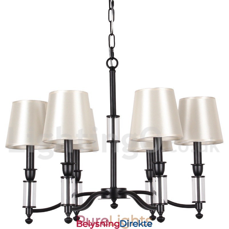 6 Lys Svart Retro Moderne Lysekrone I Stearinlysstil