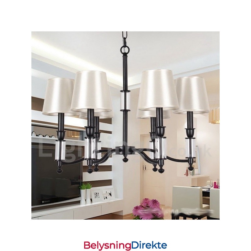 6 Lys Svart Retro Moderne Lysekrone I Stearinlysstil