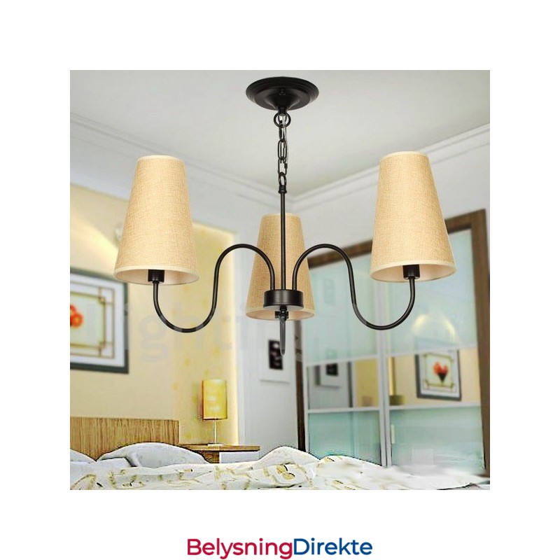 3-Lyss Retro Lysekrone I Middelhavsstil Med Stearinlys