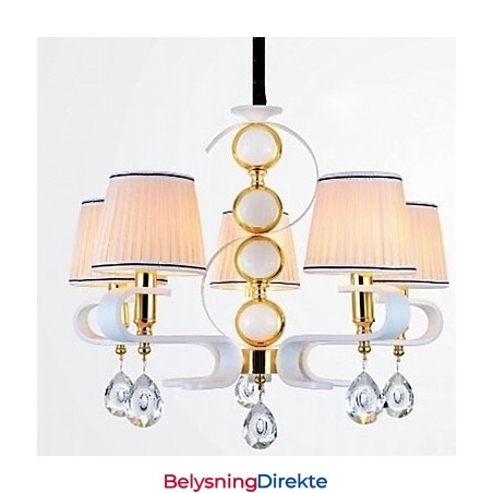 Stofflysekrone Med 5 Lys, Moderne Minimalistisk Lampe I Høy Kvalitet