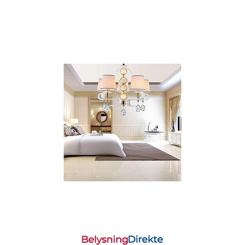 Stofflysekrone Med 5 Lys, Moderne Minimalistisk Lampe I Høy Kvalitet