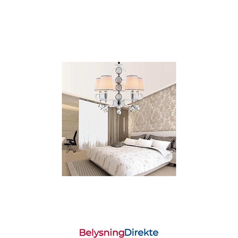 Stofflysekrone Med 5 Lys, Moderne Minimalistisk Lampe I Høy Kvalitet