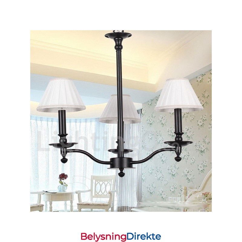Retro Moderne Lysekrone I Svart Med 3 Lys