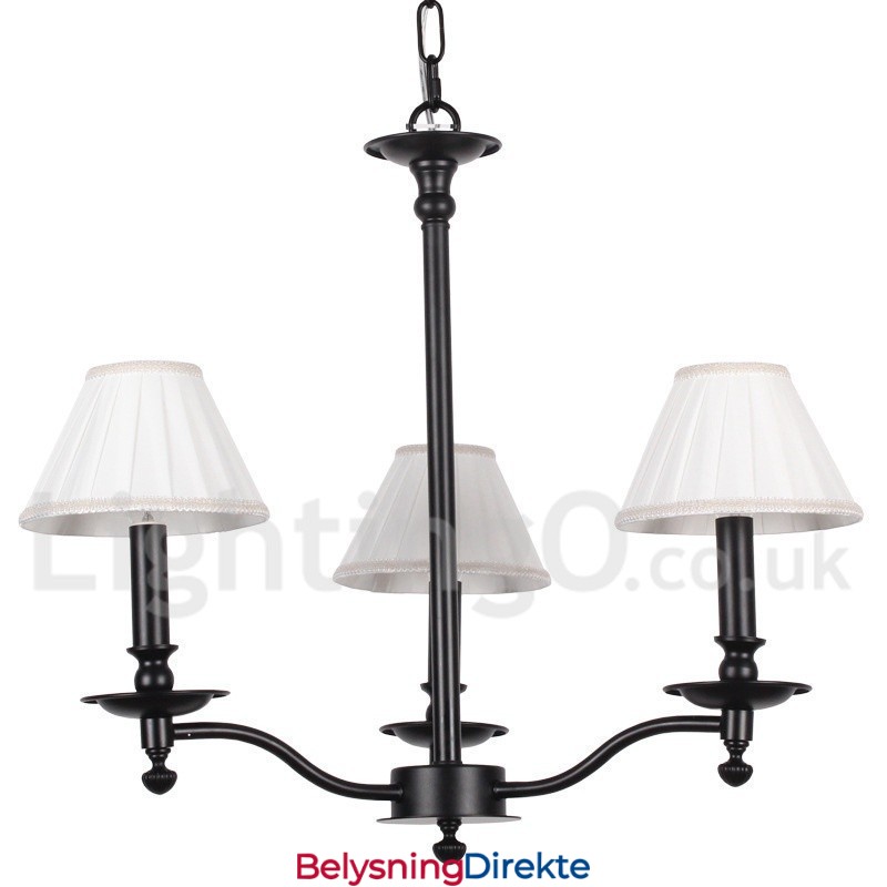 Retro Moderne Lysekrone I Svart Med 3 Lys