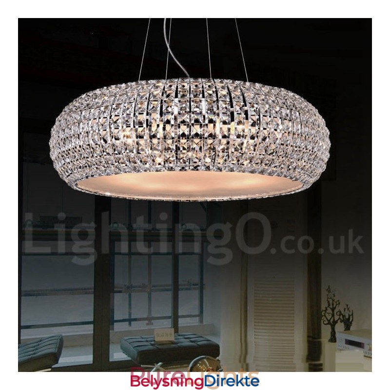Moderne K9 Krystall Takpendellampe Innendørs Lysekrone Trommelbelysning Lamper Armaturer