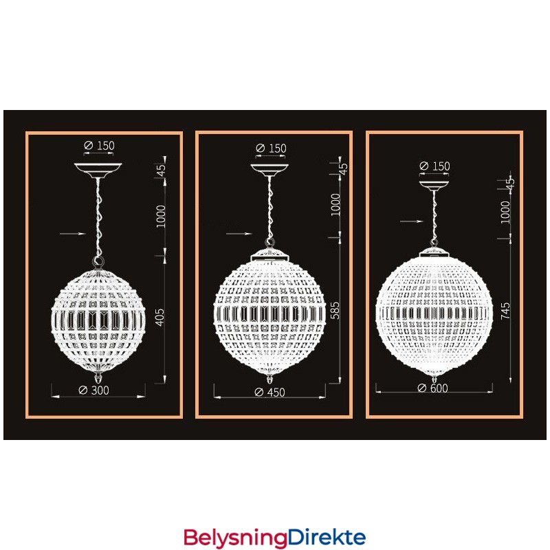 Globe Modern K9 Krystall Takpendellampe Innendørs Lysekrone Trommelbelysning Lamper Armaturer