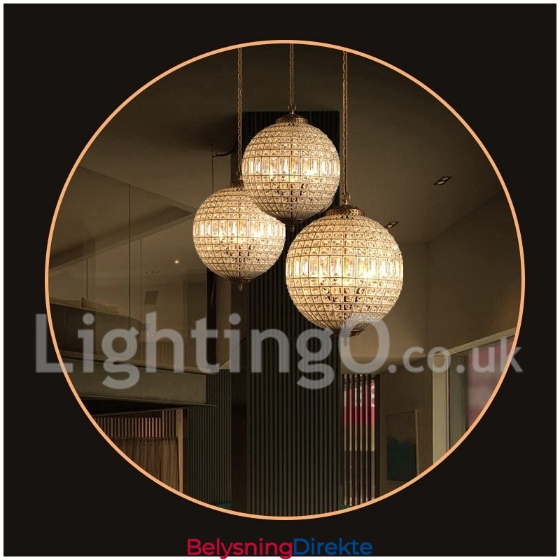 Globe Modern K9 Krystall Takpendellampe Innendørs Lysekrone Trommelbelysning Lamper Armaturer