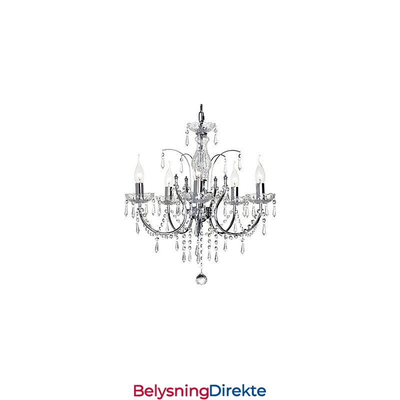 Elegant Krystalllysekrone Med 5 Lys