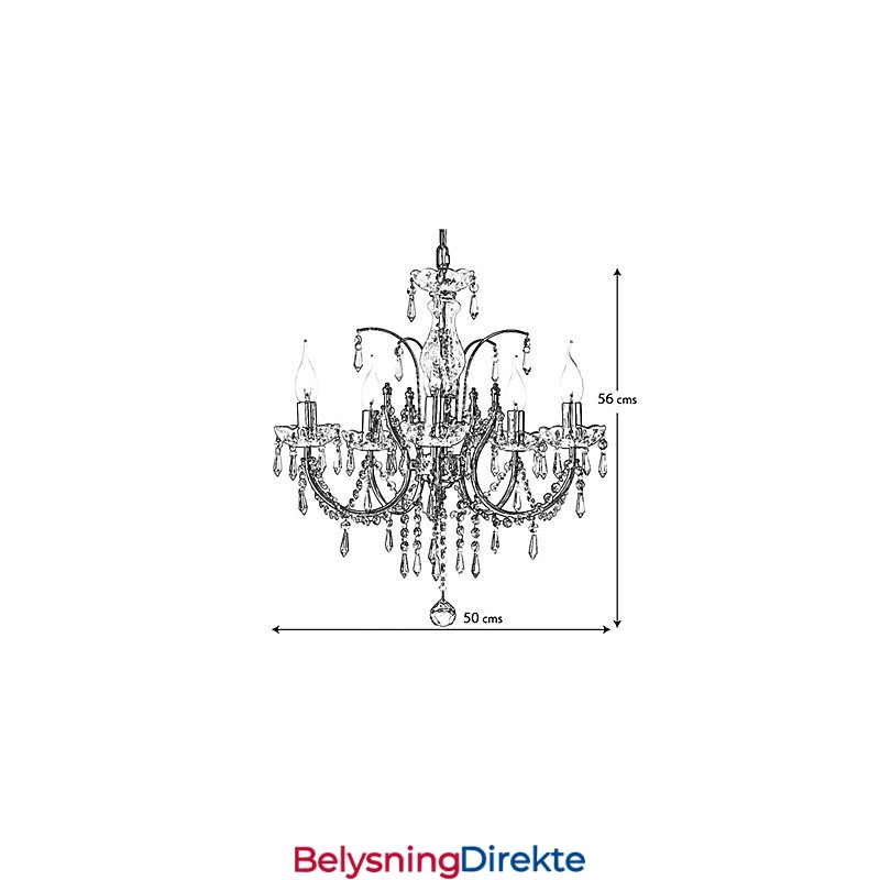Elegant Krystalllysekrone Med 5 Lys
