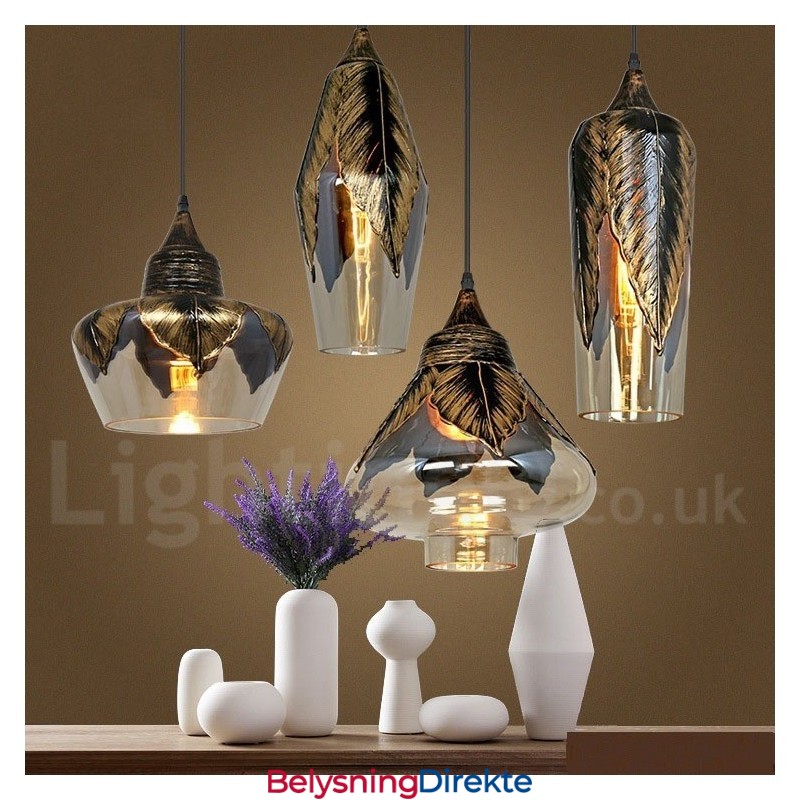 Europeisk Retro Glass Pendellampe Lounge Pendellampe