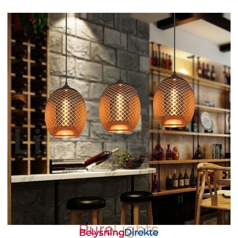 Rustikk Glass Pendellampe Europeisk Kafé Pendellampe