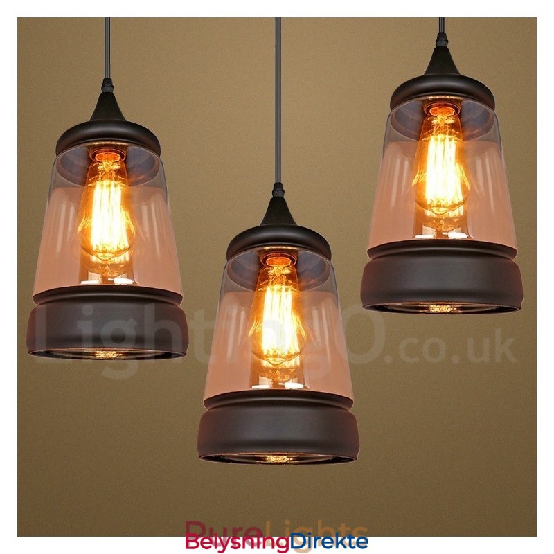 Europeisk Retro Lounge Glass Pendellampe