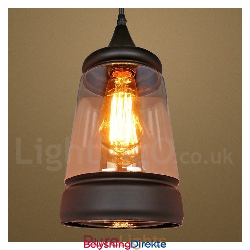 Europeisk Retro Lounge Glass Pendellampe