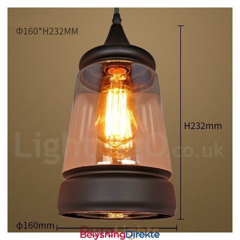 Europeisk Retro Lounge Glass Pendellampe