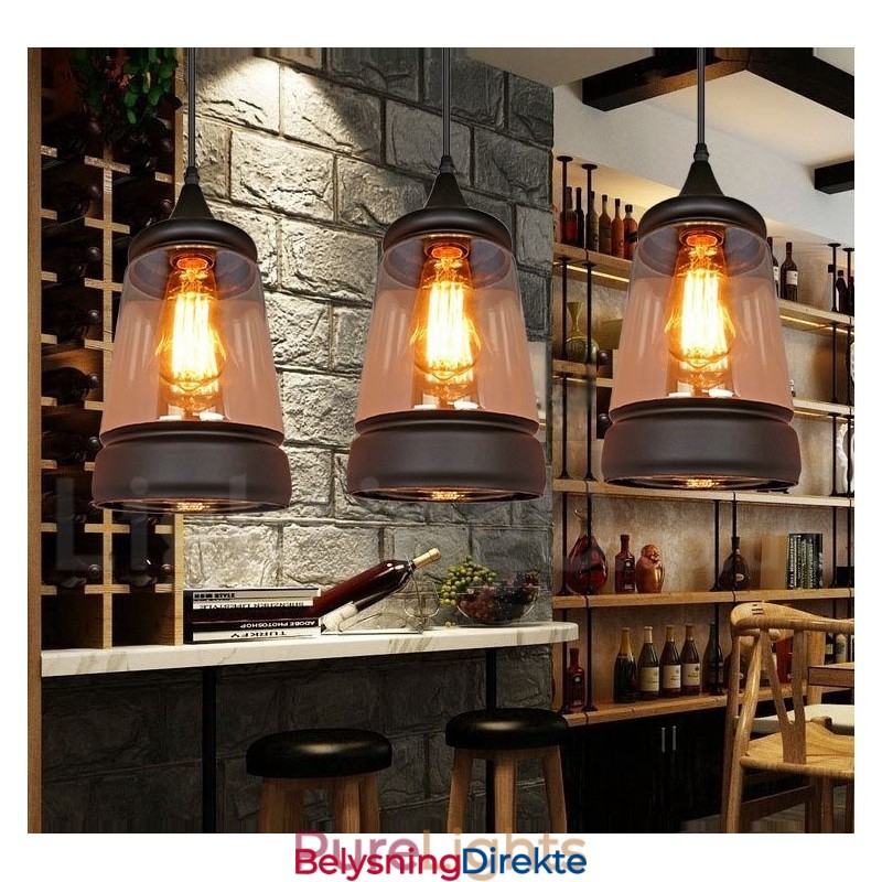 Europeisk Retro Lounge Glass Pendellampe