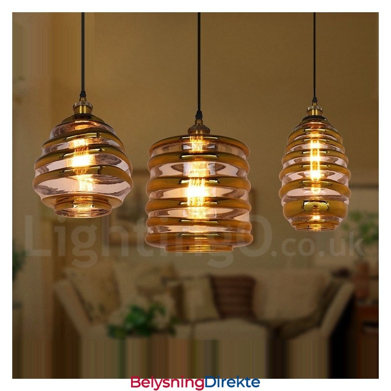 Europeisk Glass Pendellampe Kafé Lounge Pendellampe