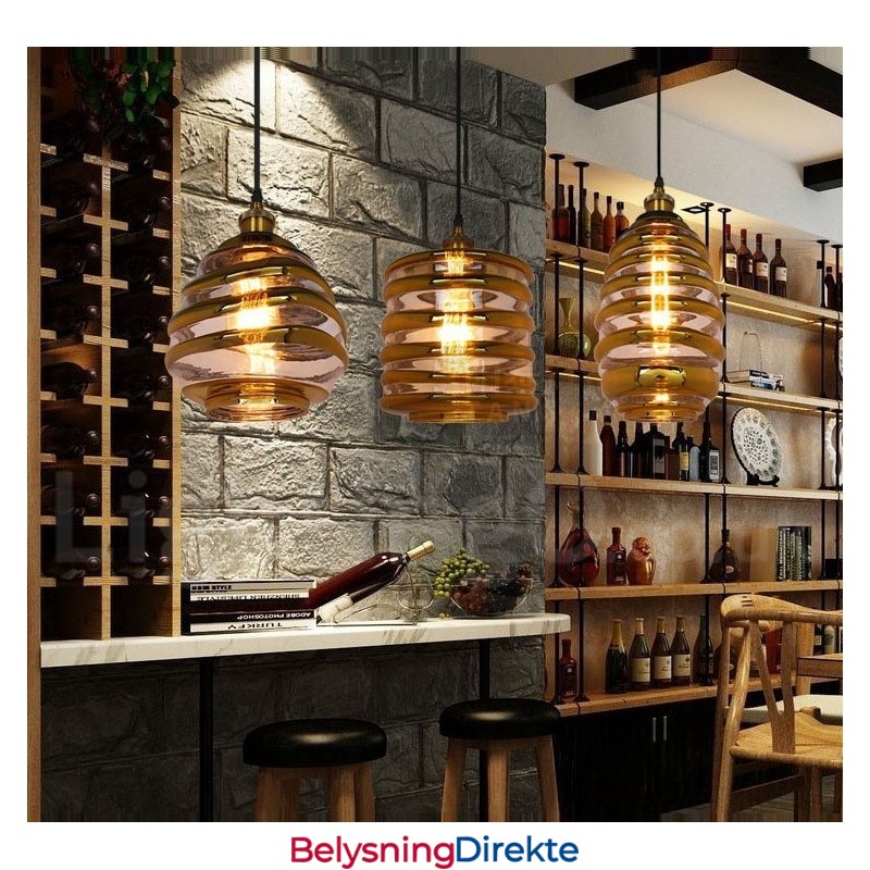 Europeisk Glass Pendellampe Kafé Lounge Pendellampe