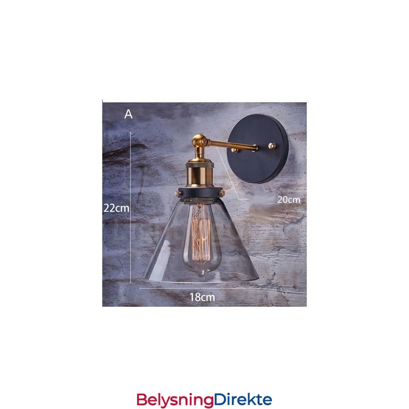 Rustikk Vegglampe For Soverom Med 1 Lys Og Glassskjerm I Hyttestil