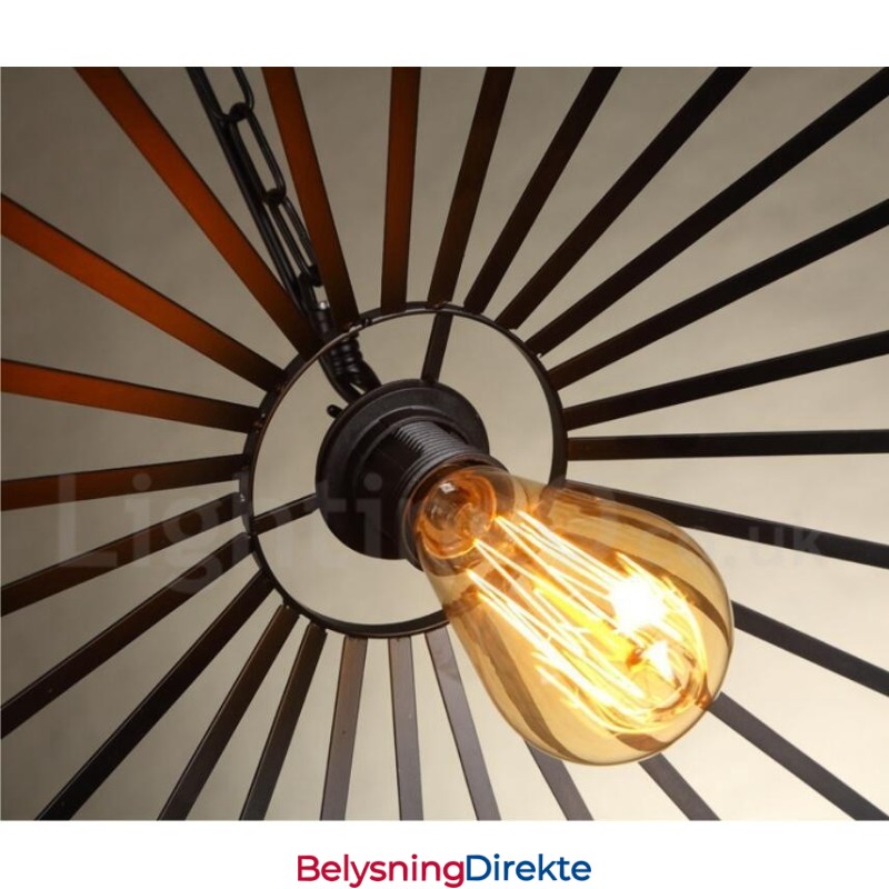 Rustikk Pendellampe I Kaféstil Med Hamptau, 1 Lys