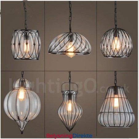 1 Lys Vintage Kafé Glass Pendellampe Loft Pendellampe