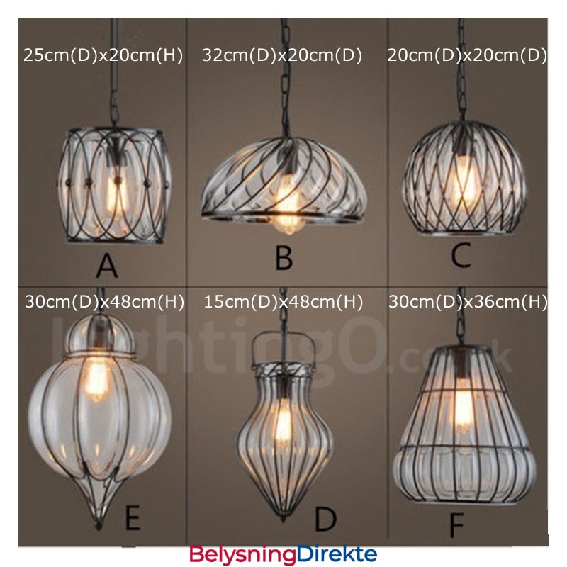 1 Lys Vintage Kafé Glass Pendellampe Loft Pendellampe