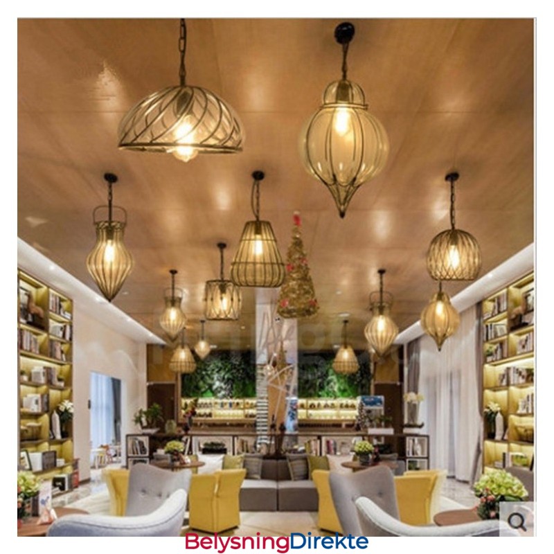 1 Lys Vintage Kafé Glass Pendellampe Loft Pendellampe