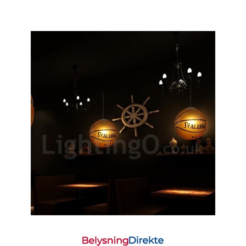 1 Lys Vintage Moderne Samtidskunst Basketball Glassskjerm Pendellampe