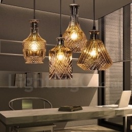 Rustikk Lodge Glass Kafé Pendellampe Med 1 Lys