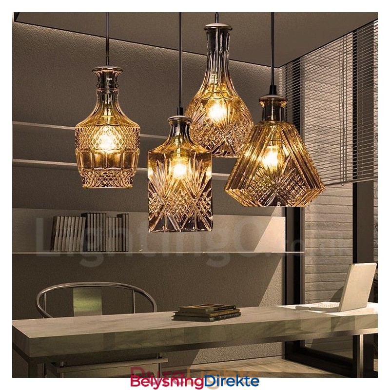 Rustikk Lodge Glass Kafé Pendellampe Med 1 Lys