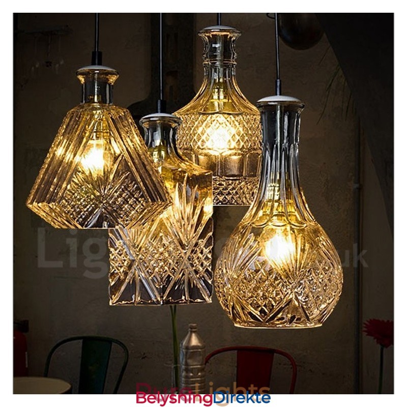 Rustikk Lodge Glass Kafé Pendellampe Med 1 Lys