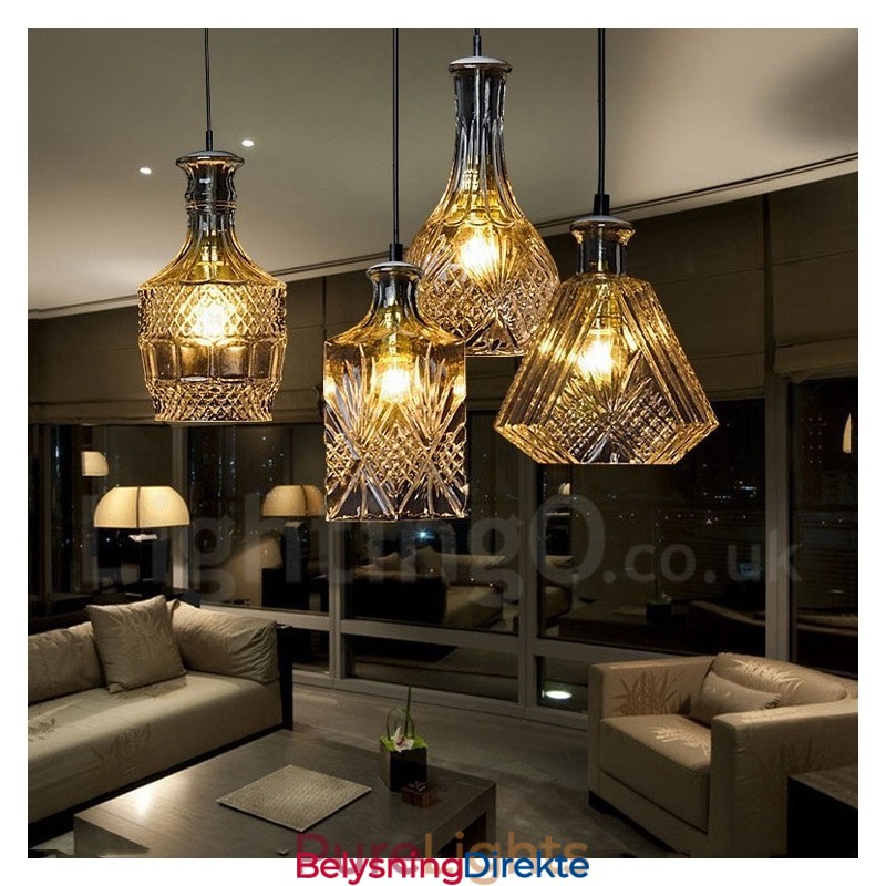 Rustikk Lodge Glass Kafé Pendellampe Med 1 Lys