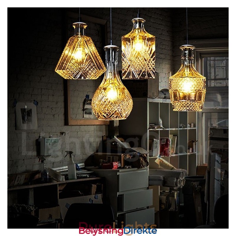 Rustikk Lodge Glass Kafé Pendellampe Med 1 Lys