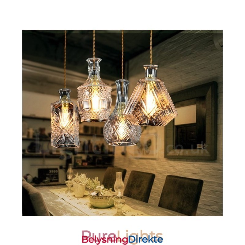 Rustikk Lodge Glass Kafé Pendellampe Med 1 Lys