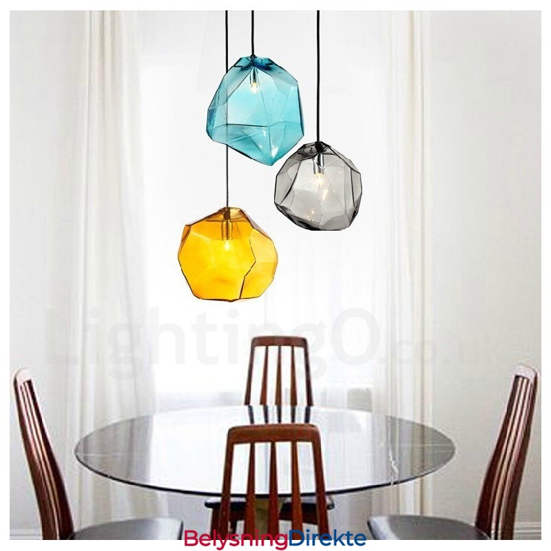 Rustikk Pendellampe Med 1 Lys Og Glassskjerm I Lodgestil