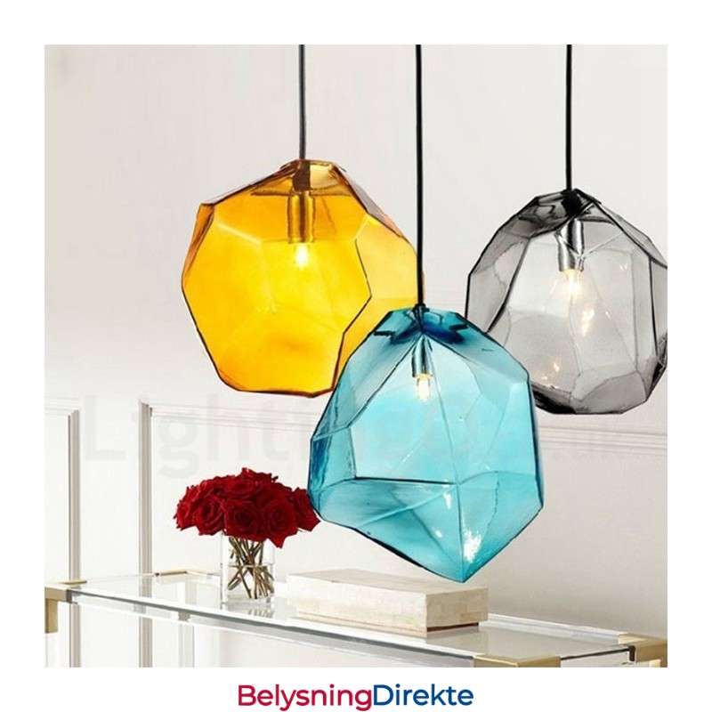 Rustikk Pendellampe Med 1 Lys Og Glassskjerm I Lodgestil