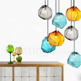 Rustikk Pendellampe Med 1 Lys Og Glassskjerm I Lodgestil